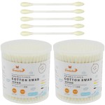 HOMEFOX Yellow Cotton Swabs Precision Pointed - 400 Count Pointy Organic Cotton Bud Double Side Tightly Wrapped Cotton Tips Paper Stick Soft Gentle Lint-Free Cruelty-Free Pointy & Round (Lemon Yellow)