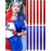 Red and Blue Hair Extensions Clip in 12 PCS, Olldag Colored Hair Extensions Party Highlights, Colorful Straight Synthetic Hairpiece for Kids Girls Women Halloween Clown Girl Cosplay (22-inch)