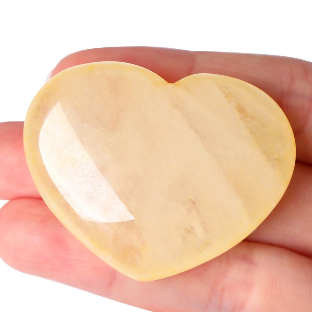 MAIBAOTA 45 mm Citrine Crystals Large Heart Stone Healing Crystals Natural Crystal Heart Reiki Gemstone Polished Heart Shaped Rocks Meditation Mothers Day Crystal Gifts for Mom Her