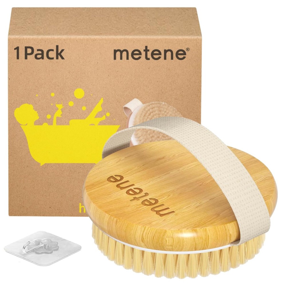 Metene Dry Body Brush for Radiant Skin, Exfoliates and Softens Skin, Improve Circulation, Body Scrubber with Soft and Stiff Bristles, Suitable for All Kinds of Skin