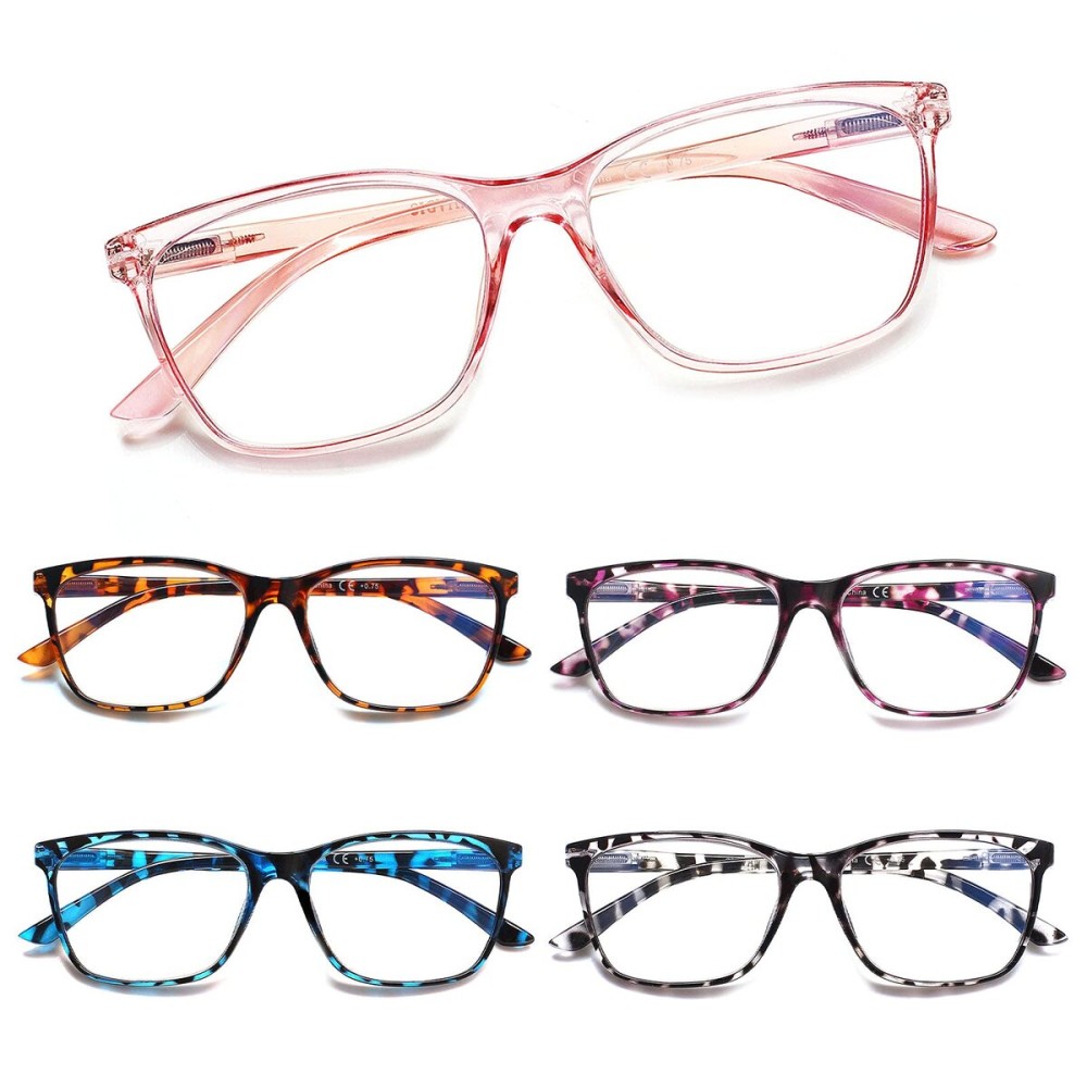 SIGVAN Ladies Reading Glasses Blue Light Blocking Spring Hinge Fashion Pattern Print Eyeglasses for Women (C5 Mix, 2.75, x)