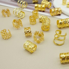LEILEIXI Dreadlock Beads Locs Accessories for Hair, Hair Jewelry for Braids Hair Rings for Women, Adjustable Cuffs Braiding Hair Rings Decoration (P1-Gold)