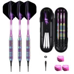 sanfeng Darts Plastic Tip Set Rainbow Color 21g for Electronic Dart Board with 50 Rubber O-Rings 6 Shafts Extra 50 Replacement Soft Tips Accessories
