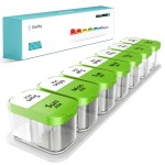 Daviky Large Weekly Pill Organizer 2 Times a Day, Extra Large Travel Pill Box 7 Day, Am Pm Twice Daily Pill Case, Pill Holder Container for Vitamin, Medicine, Supplement, Fish Oil, BPA Free, Green