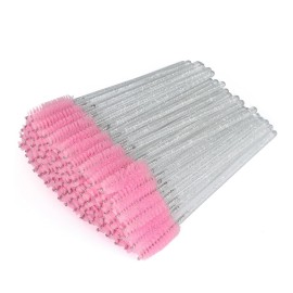 G2PLUS 300PCS Disposable Mascara Brushes, Crystal Lash Brush Makeup Kit, Adjustable Eyelash Spoolies for Eyelash Extensions, Eyebrow and Makeup (White + Pink)