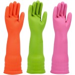 IUCGE Rubber dishwashing gloves 6 Pairs for kitchen,Cleaning washing dish gloves long for household reuseable durable.(Large,Multicolor)