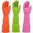 IUCGE Rubber dishwashing gloves 6 Pairs for kitchen,Cleaning washing dish gloves long for household reuseable durable.(Large,Multicolor)