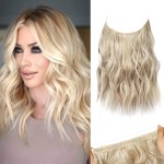 REECHO Invisible Wire Hair Extensions with Thinner Softer Lace Weft (Dark Ash Blonde, 12 Inch (Pack of 1))