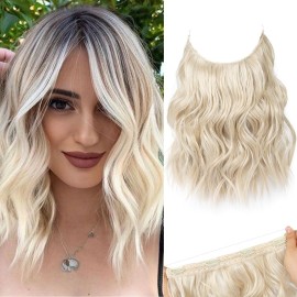 REECHO Invisible Wire Hair Extensions with Thinner Softer Lace Weft (Blonde, 12 Inch (Pack of 1))