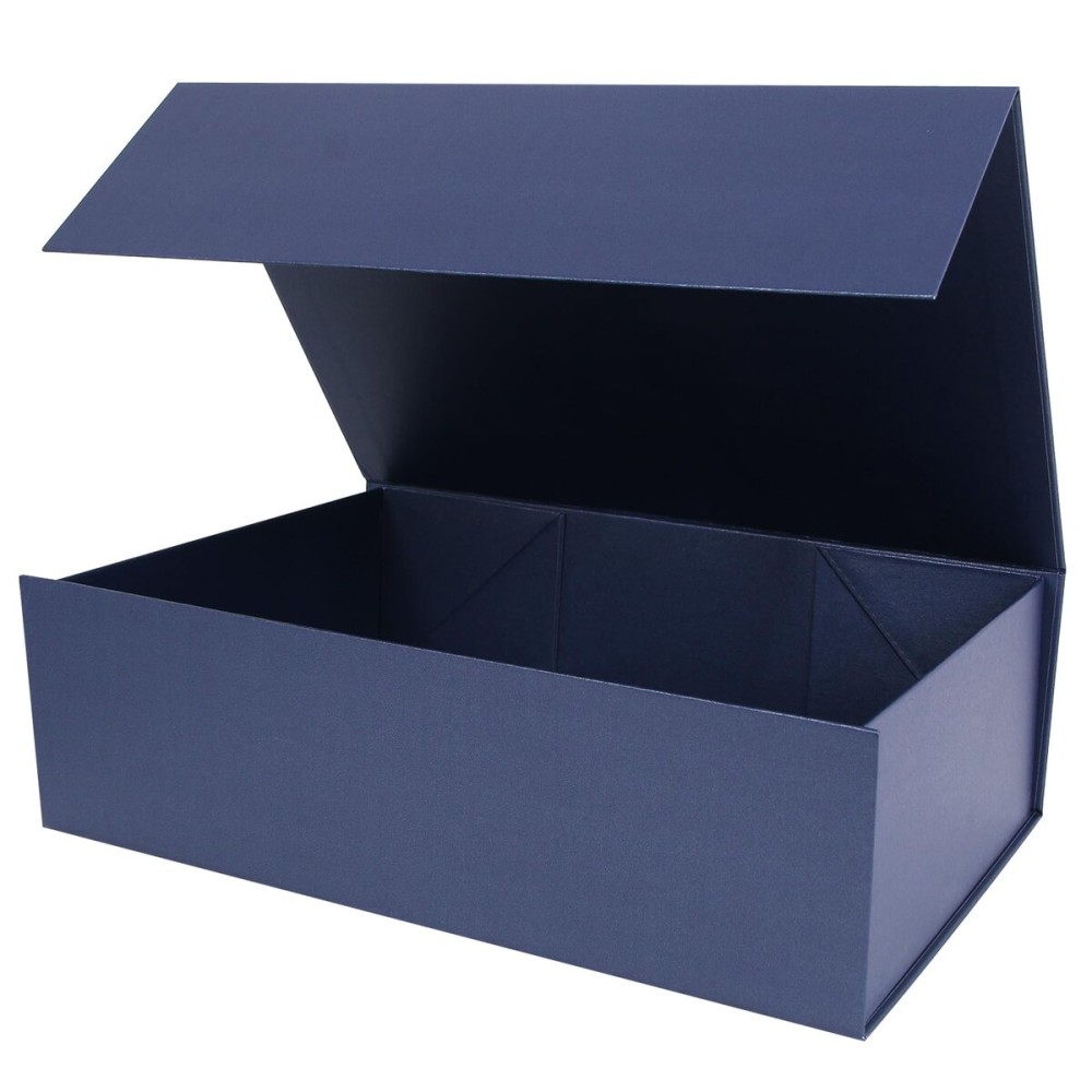 Aimyoo Navy Blue Collapsible Gift Box with Magnetic Closure Lids 13.8x9x4.3 in, Large Bridesmaid Groomsman Proposal Boxes, Rectangle Present Box for Graduation Birthday Storage 1 Pack