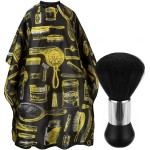 Borogo Professional Hair Cutting Cape with Neck Duster Brush, Salon Barber Cape, Hairdressing Accessories Yellow Stripe