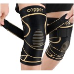 JHVW Copper Knee Brace for Women Men 2-Pack, Knee Compression Sleeve with Straps, Knee Braces for Knee Pain, Knee Support for Running Working