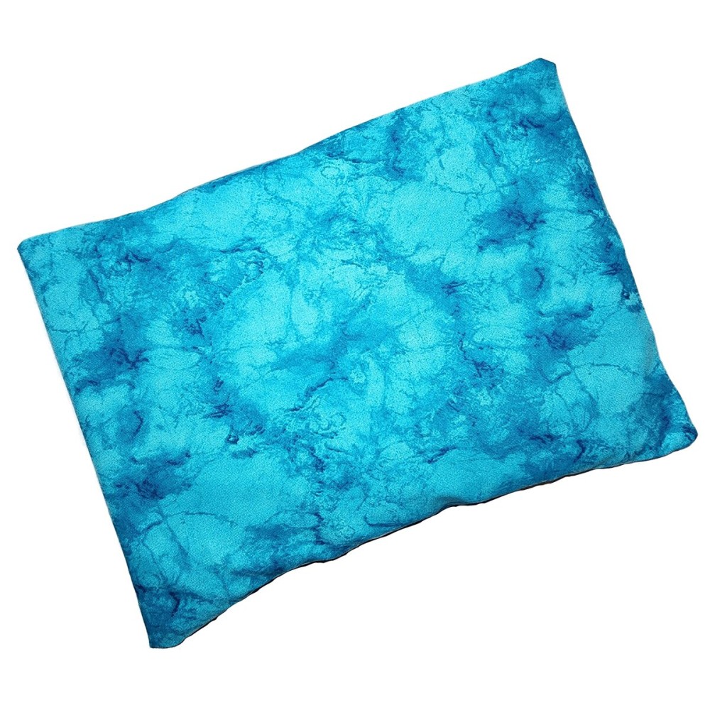 Microwavable Corn Filled Heating Pad and Cold Pack/Washable 100% Cotton Cover (Watermark - Aqua, 7.5in W x 11in L)