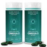 Iwi Omega-3, 60 Softgels (60 Servings), Vegan Plant-Based Algae Omega 3 with EPA + DHA, Whole-Body Support Dietary Supplement, Krill & Fish Oil Alternative, No Fishy Aftertaste
