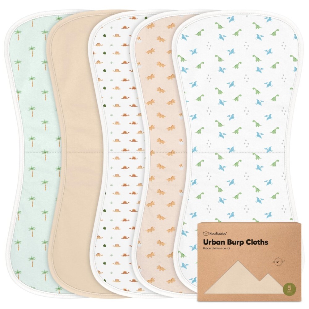 Organic Burp Cloths Baby Boy & Girl - 5-Pack Super Absorbent Cotton Burping Cloths for Babies, Soft & Plush Newborn Spit Up Rags, Infant Towels for Milk Spit Up, Unisex, Large 21 x 10 (Roarsome)