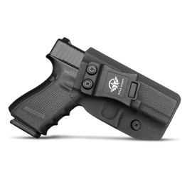 POLE.CRAFT Dermatoglyph IWB Kydex Holster for Glock 19 19X 23 25 32 45 (Gen 3 4 5) - Inside Waistband Carry Concealed Holster - G19 G19X G23 G25 G32 G44 G45 Pistol Case (Black, Right)