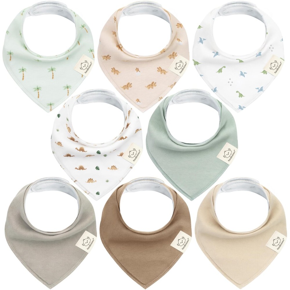 KeaBabies 8-Pack Organic Baby Bandana Bibs for Boys, Girls - Super Absorbent Triangle Baby Bibs for Drooling and Teething Infant, 100% Cotton Extra Soft for Newborn, Infant 0-36 Months (Roarsome)