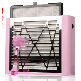 Nail Vacuum Dust Collector for Nails Pink Nail Dust Collector Vacuum, Nail Duster Collector Fan for Nails Dust Collector Acrylic Nails with a Brush for Manicure Salon