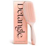 Lily England Detangling & Styling Brush - Pain-Free Brush for Curly Wet & Dry Hair With Flexible Bristles - Easy to Hold Rose Gold Brush for Women\'s 3c to 4c Curls