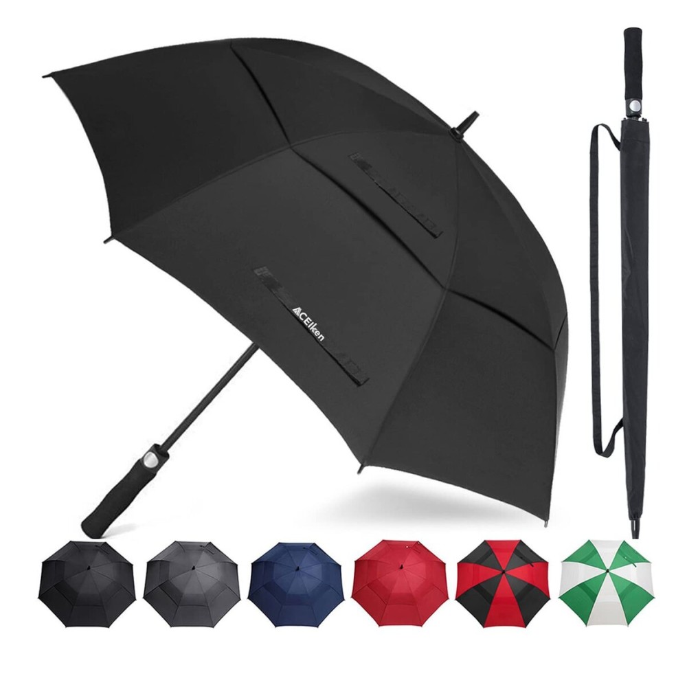 ACEIken Golf Umbrella Windproof Large 72 Inch, Double Canopy Vented, Automatic Open, Extra Large Oversized,Sun Protection Ultra Rain & Wind Resistant Stick Umbrellas, Black