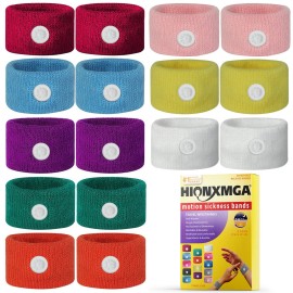 HIONXMGA 8 Pairs Motion Sickness Bands - Natural Anti Nausea Acupressure Wristbands for Morning & Motion Sickness Relief - Ideal for Car, Cruise & Flight Travel - for Adults and Kids