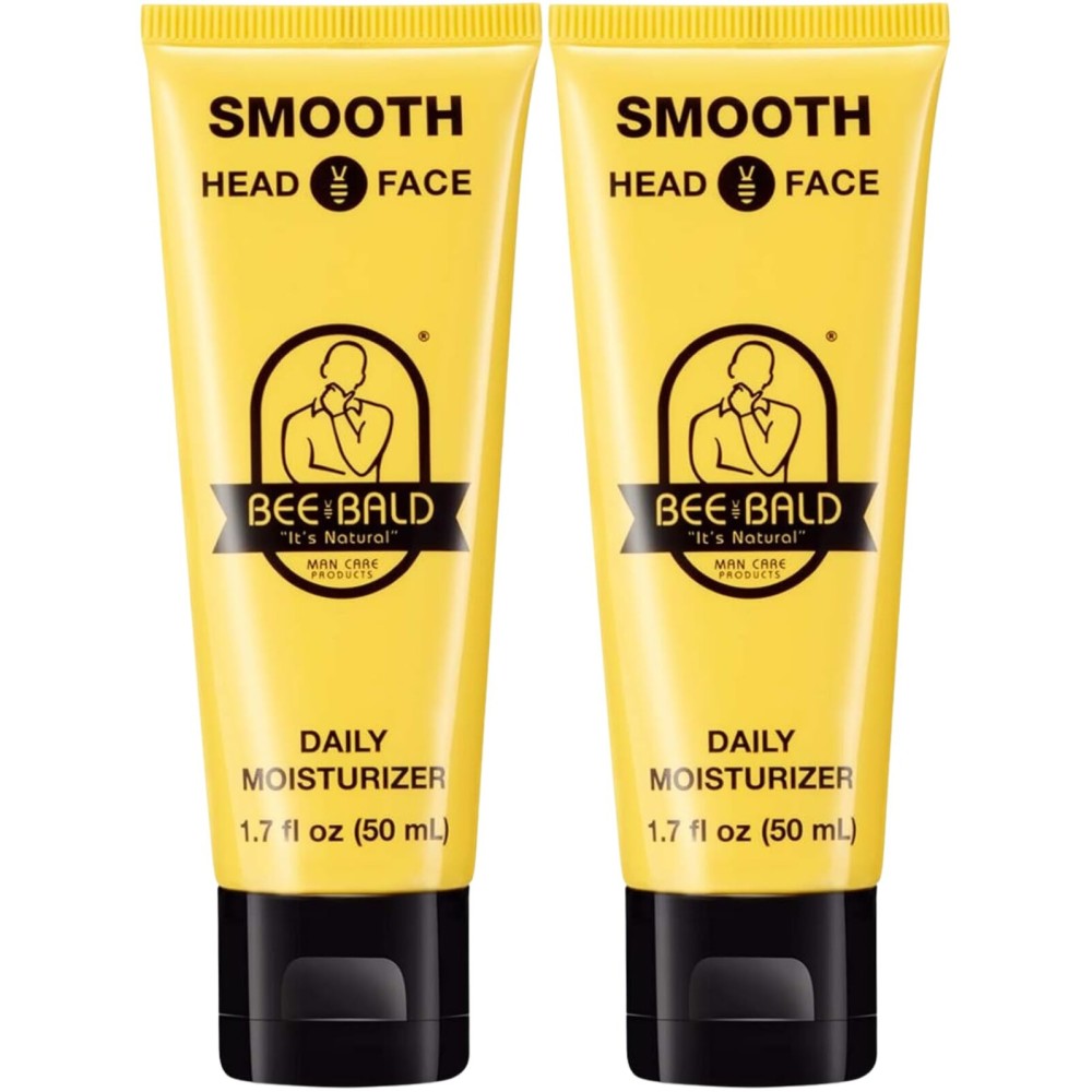 Bee Bald SMOOTH Daily Moisturizer Hydrates & Tones Away Fine Lines, Wrinkles and Dry Patches; Helps Control Oil & Shine to Feel Cool, Fresh and Comfortable, 1.7 Fl Oz (Pack of 2)
