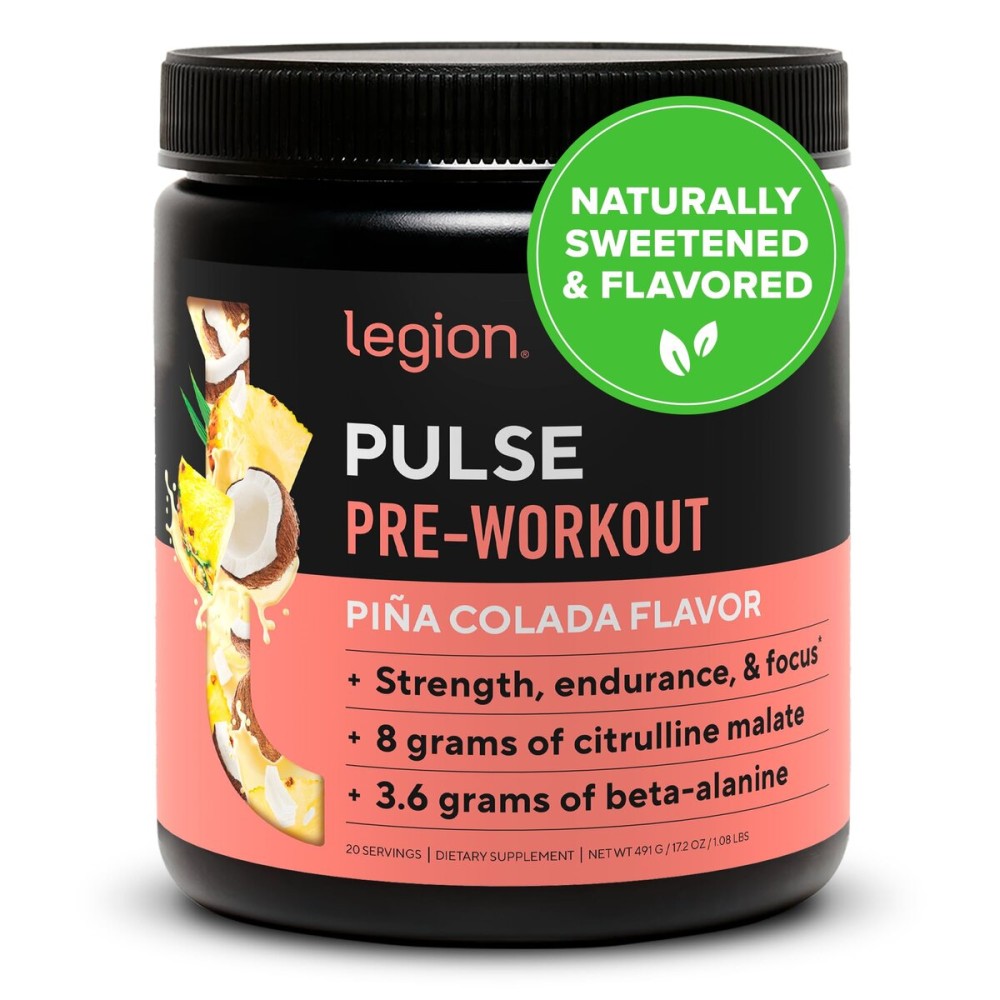 LEGION Pulse Pre Workout - All Natural Nitric Oxide Preworkout Drink to Boost Energy, Creatine Free, Naturally Sweetened, Beta Alanine, Citrulline, Alpha GPC (Pina Colada)