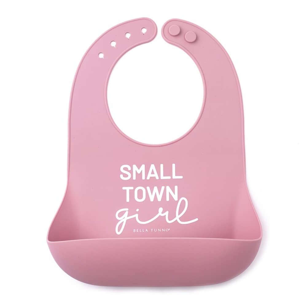 Bella Tunno Baby Bib for Eating, Waterproof Silicone Bib with Large Food Catcher, Adjustable Fit for Babies 4-12 months & Toddlers 1-3 Years, Boys & Girls, Small Town Girl