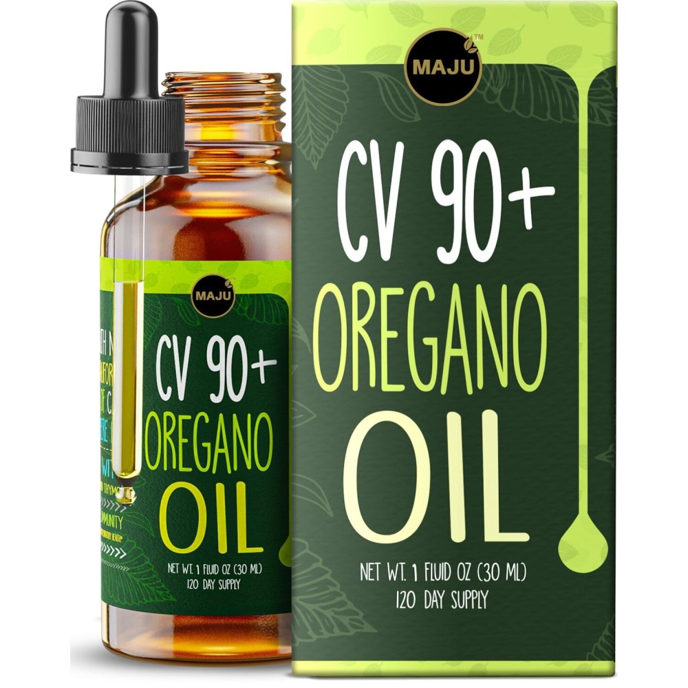 Maju Superfoods Oregano Oil Drops, Potent 90%+ Carvacrol (1 fl Oz) Wild Mediterranean Essential Oil of Oregano Liquid, Aceite de Oregano, Immune and Seasonal Support