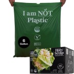 HOLY SCRAP! Medium Compostable Drawstring Trash Bags - 6-8 Gallon, 45 Pack | Plastic-Free Kitchen & Bathroom Garbage Bags with Drawstring Handles | Thick Bin Bag Liners for Green & Food Waste