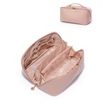 EACHY Travel Makeup Bag, Large Capacity Cosmetic Bags for Women, Waterproof Portable Open Flat Toiletry Bag Make up Bag with Divider and Handle, Gifts for Women (Pink, Large)