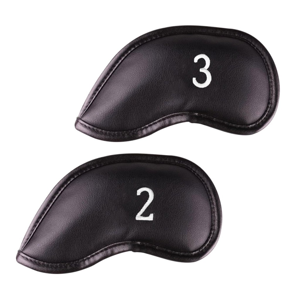 Premium Magnetic Leather Iron Golf Club Head Covers | Set of 2 | Fits Most Clubs | Embroidered Club Label on Both Sides of Club Head Cover (2 & 3 Iron)
