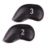 Premium Magnetic Leather Iron Golf Club Head Covers | Set of 2 | Fits Most Clubs | Embroidered Club Label on Both Sides of Club Head Cover (2 & 3 Iron)