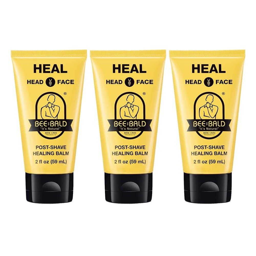 Bee Bald HEAL Aftershave for Men Healing Balm, Immediately Calms & Soothes Damaged Skin, Treats Bumps, Redness, Razor Burn & Other Shaving Irritations, 2 fl oz (Pack of 3)