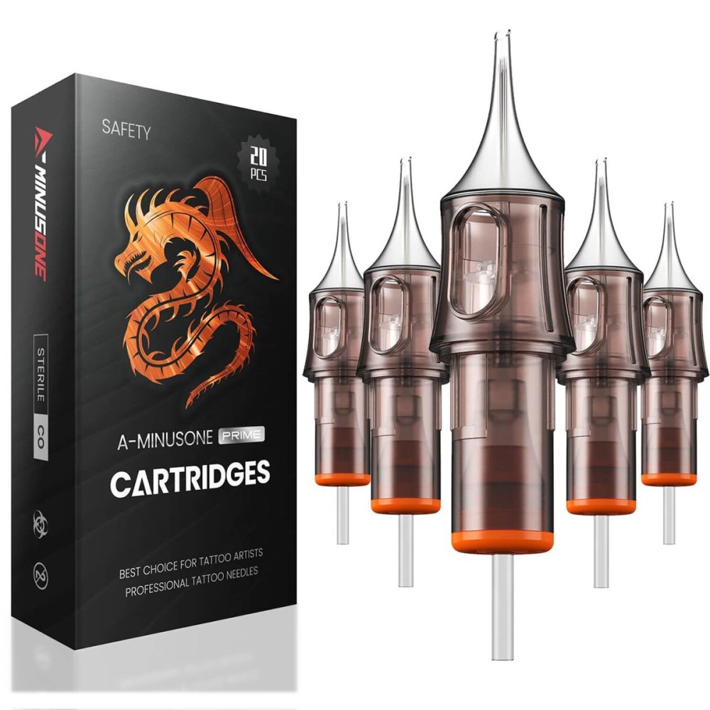 A-minusone 20 Assorted Tattoo Cartridge Needles Mixed Size 12 Round Liner&Magnum - 5Pcs each of 7RL, 9RL, 11M1, 13M1 Pro Disposable Membrane Tattoo Needles