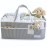 Lily Miles Baby Diaper Caddy - Organizer Tote for Infant Boy or Girl - Baby Shower Basket - Nursery Must Haves - Registry Favorites - Newborn Caddie Car Travel - Gray/Mint, Extra Large