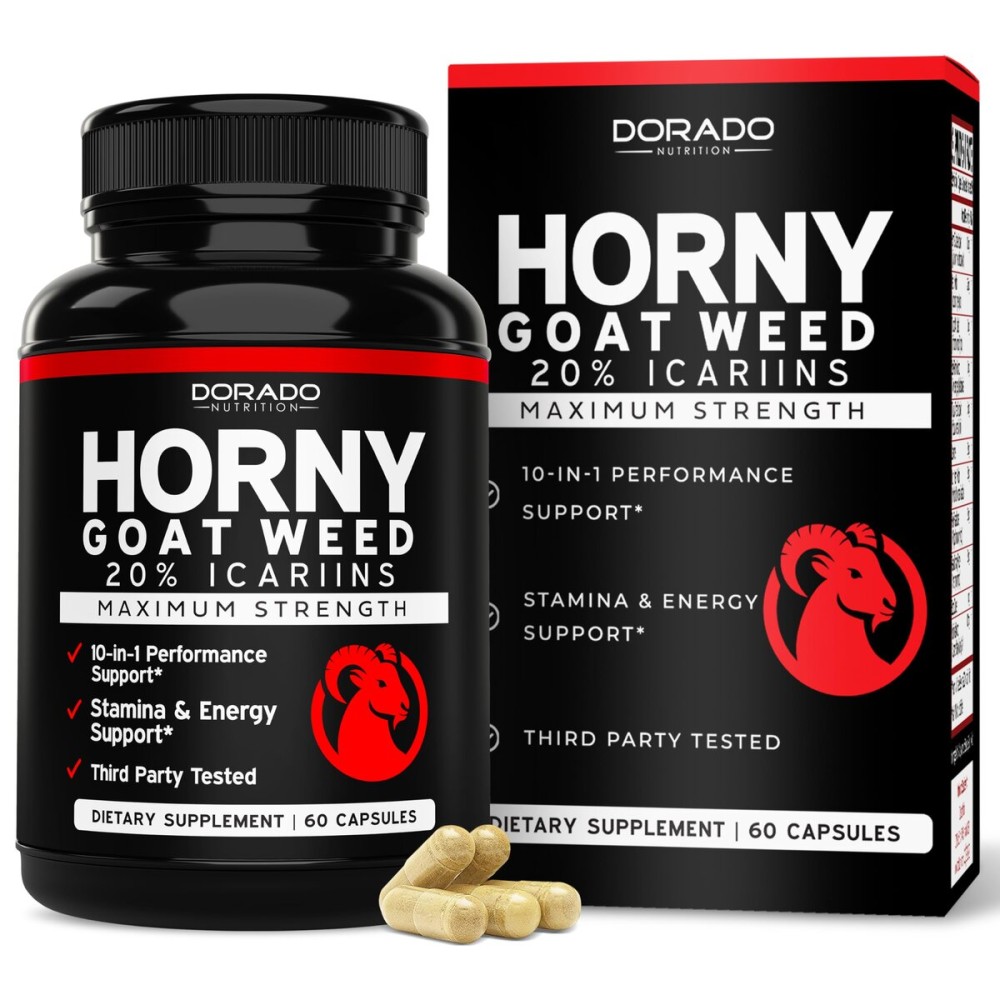Horny Goat Weed For Men and Women - [20% Icariins Max Strength] - Stamina, Endurance, Circulation, Joint & Back Support - Maca Root, Ginseng, Yohimbine, Tribulus, L-Arginine - USA Made - 60 Count