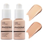 2 Pack PHOERA Foundation,Matte Oil Control Concealer Cream,PHOERA Long Lasting Waterproof Matte Liquid Foundation for Women Girls (102 Nude+103 Warm peach)