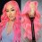 Loyom Pink Lace Front Wig Human Hair 13x4 HD Lace Front Wigs Human Hair Colored Body Wave Frontal Wigs Human Hair 200 Density Pink Human Hair Wig 20 Inch
