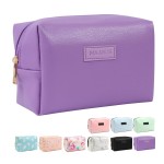 MAANGE Small Makeup Bag For Purse, Travel Cosmetic Bag Makeup Pouch PU Leather Portable Versatile Zipper Pouch For Women (Purple)