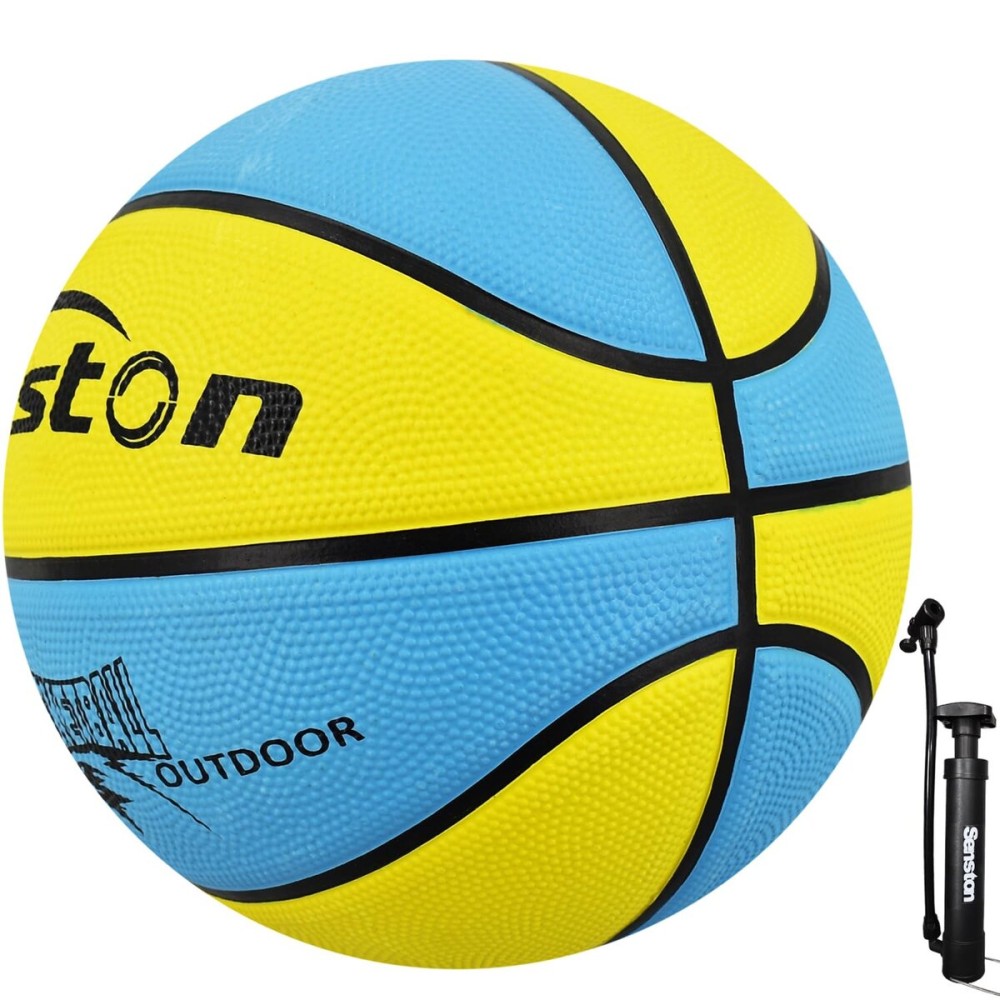 Senston Basketball Balls Size 3/5/6/7 Basketballs Indoor Outdoor 27.5/29.5 inch Basketball (Blue/Yellow, 27.5\'\'/Size 5)