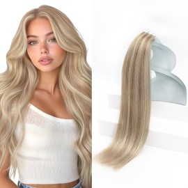 Sunny Hair Blonde Tape in Hair Extensions Human Hair Ash Blonde Highlight Bleach Blonde Hair Extensions Tape in 12 Inch Remy Tape in Txtensions for Women Wedding 20Pcs 30g