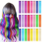Kyerivs 48PCS Colored Clip in Hair Extensions Gift for Girls 20Inch Rainbow Hairpieces Christmas Stocking Stuffers for Girls Party Colorful Hair Accessories Temporary Hair Color for Kids Women