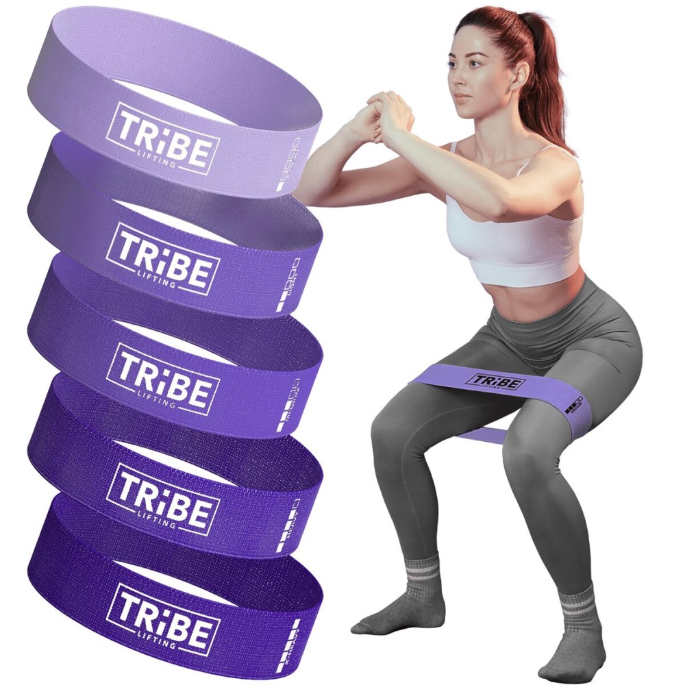 Tribe Lifting Fabric Resistance Bands for Glutes & Legs | 5 Fabric Workout Bands Set | Thick Booty Bands for Squats, Lunges, Hip Training, Physical Therapy & Home Workouts