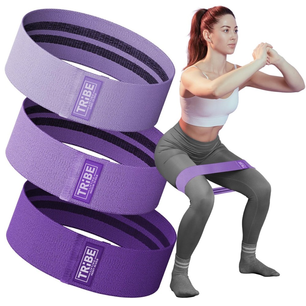 Tribe Lifting Fabric Resistance Bands for Exercise - Hip Bands for Working Out Legs, Glutes, Knees and Thighs for Men and Women - Cloth Circle Booty Bands for Physical Therapy (Purple)