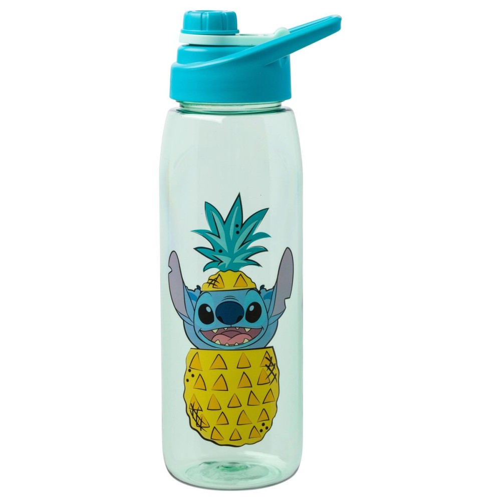 Silver Buffalo Disney Lilo and Stitch Pineapple Pop Up Peek-A-Boo Water Bottle with Screw-On Lid, 28 Ounces
