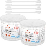 HOMEFOX XL Thick Cotton Swabs Pointed Precision - 500 Count Extra Large - Pointy Organic Cotton Buds Double Side Tightly Wrapped Cotton Tips Paper Stick Cruelty-Free, XL Pointy & Round White