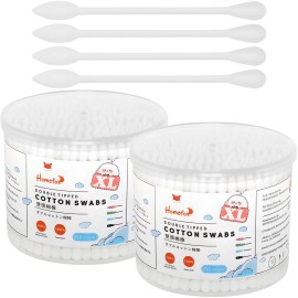 HOMEFOX XL Thick Cotton Swabs Pointed Precision - 500 Count Extra Large - Pointy Organic Cotton Buds Double Side Tightly Wrapped Cotton Tips Paper Stick Cruelty-Free, XL Pointy & Round White