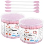 HOMEFOX XL Pink Thick Cotton Swabs Pointed Precision - 500 Count Extra Large - Pointy Organic Cotton Buds Double Side Tightly Wrapped Cotton Tips Paper Stick Cruelty-Free, XL Pointy & Round Pink