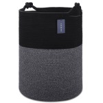 COMSE Extra Large Blanket Basket, Tall Woven Storage Basket, Nursery Hamper, 15.7x 21.7, Cotton Rope Laundry Hamper for Toys Clothes Towels, Black